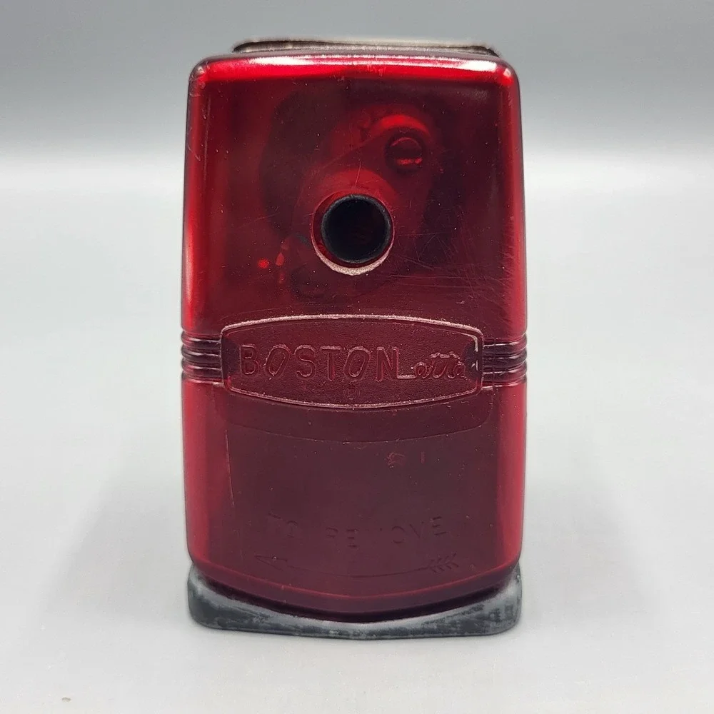 Boston Boston-ette Pencil Sharpener Manual Hand Crank Red Black Vintage